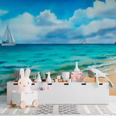 Coastal Calm with Sailboats Wallpaper